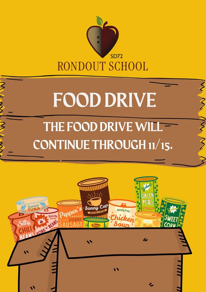 Rondout School Food Drive: The food drive will continue throught 11/15.